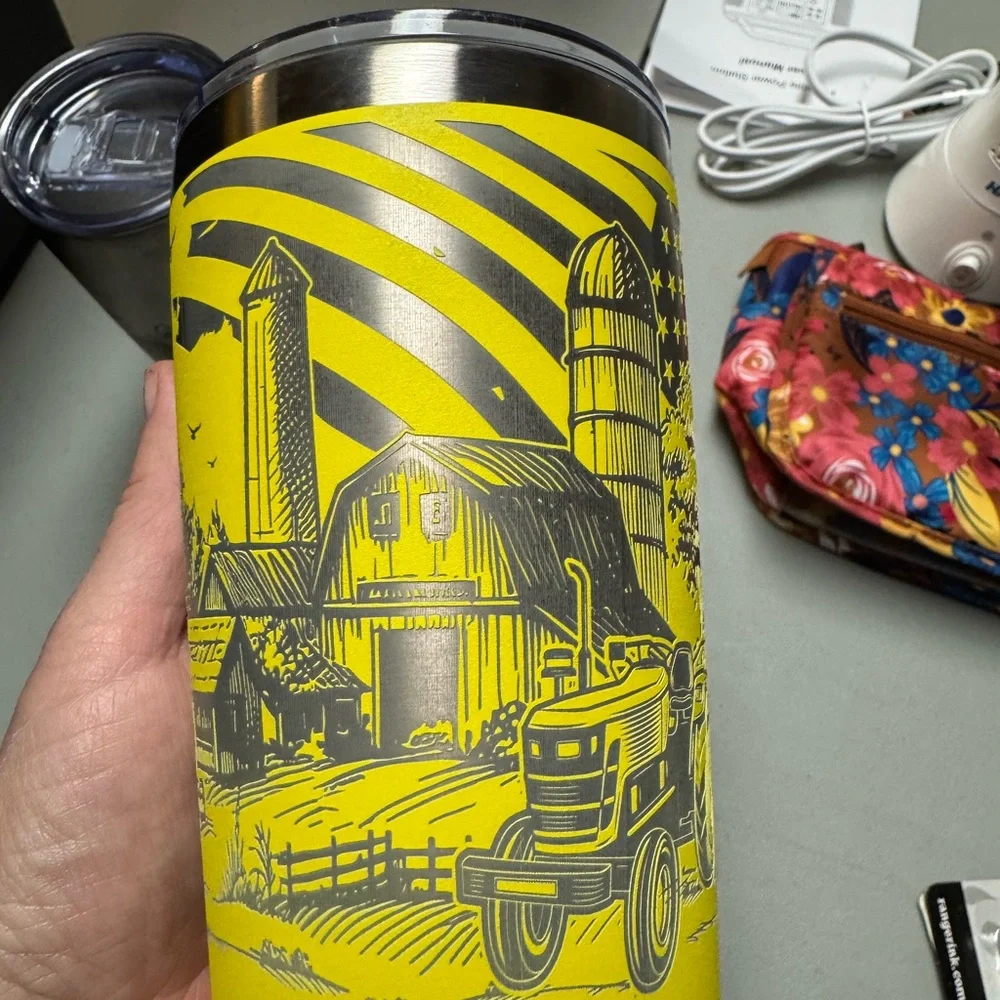 God's Country Yellow Stainless Tumbler - Farm Tractor‎ Design